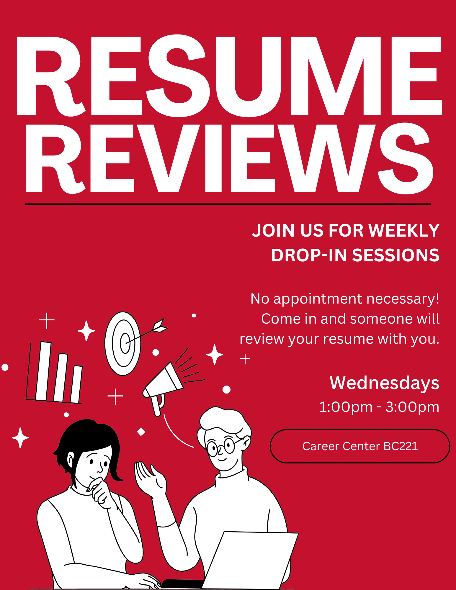 Resume review sessions flyer